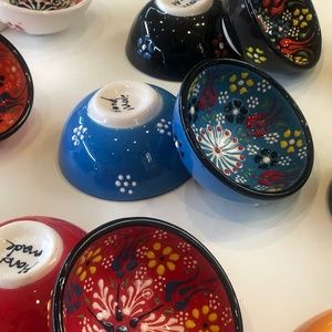 Multicolor Handmade Decorative Turkish Ceramic Small Bowls for Serving & Dipping